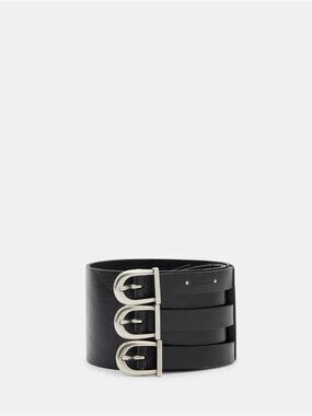 All Saints Wide Leather Waist Belt (Black)